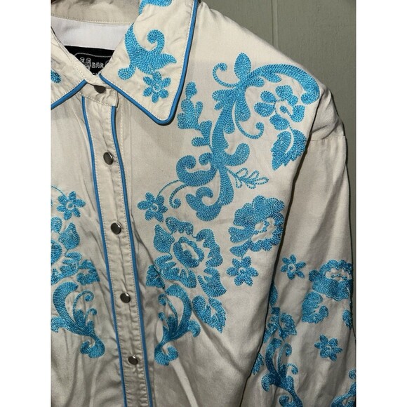 H Bar C Ranchwear Black Label Pearl Snap Womens XL Shirt Heavy Floral Embroidery - Picture 4 of 7